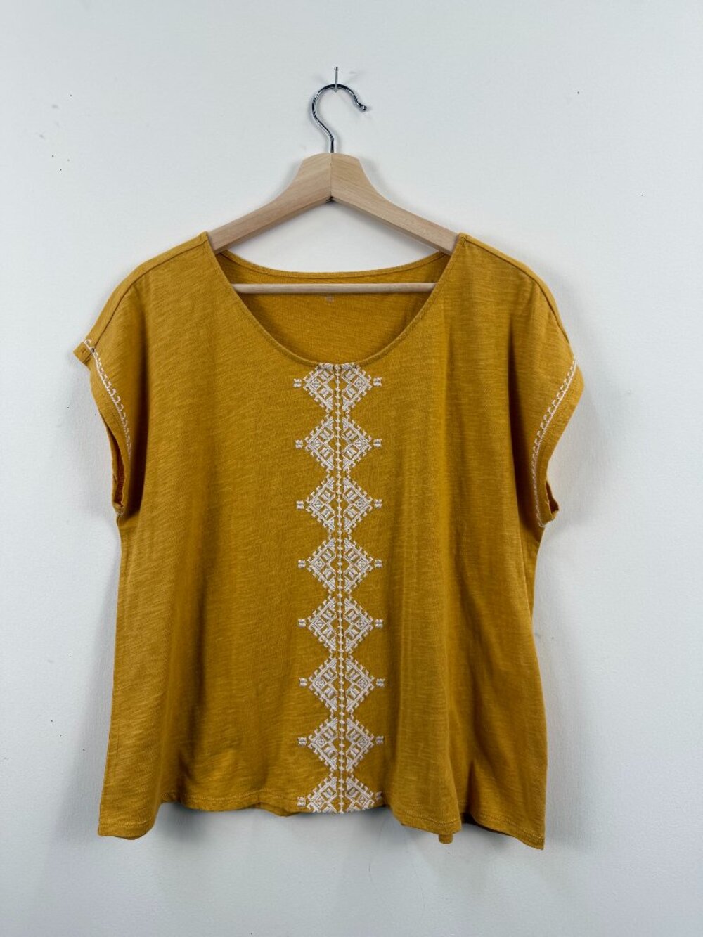 Garnet Hill Embroidered Boho Top yellow L